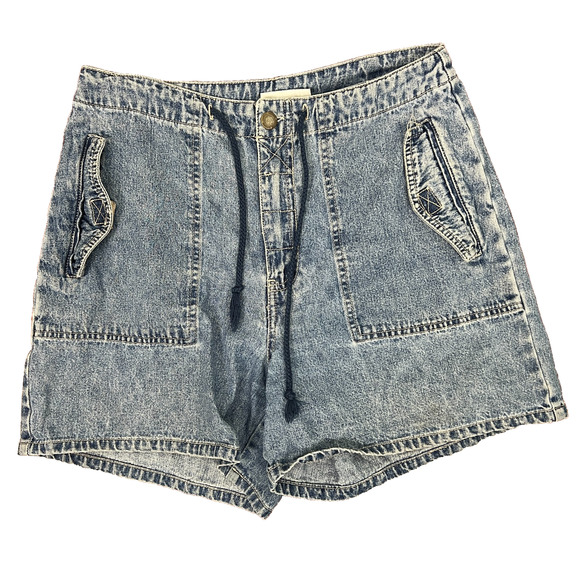Bill Blass Womens Size 6 Jean Shorts tie Waist Medium Wash Vintage Side pockets - Picture 1 of 7